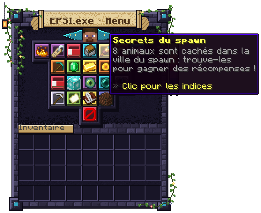 Le menu principal