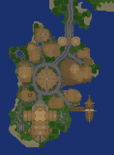 Vue du dessus de la ville du spawn